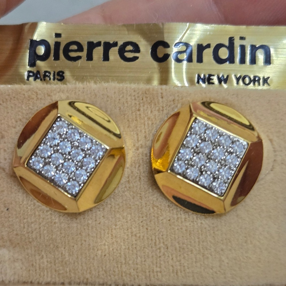Vintage Pierre Cardin Stud Earrings Gold color Fashion Jewelry 80s style retro